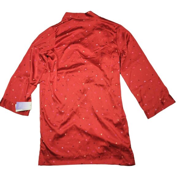 NWT Women's Red Lightweight Satin Spring / Summer Robe - Stars Above Hearts M/L - Picture 5 of 12